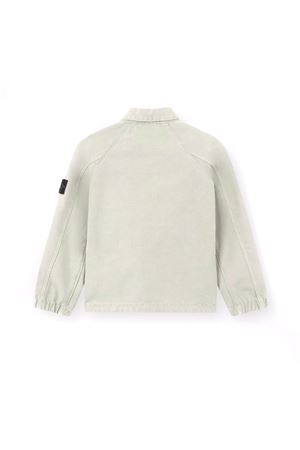 Pearl gray stretch organic cotton canvas coach jacket STONE ISLAND KIDS | L1S164100010S0104V0161